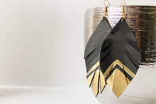 Load image into Gallery viewer, Leather Feather Earrings - Gold Arrow
