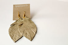 Load image into Gallery viewer, Leather Feather Earrings - Metallic
