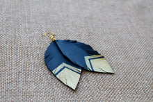 Load image into Gallery viewer, Leather Feather Earrings - Gold Arrow
