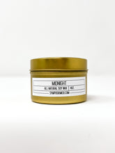 Load image into Gallery viewer, Midnight - 4oz. Gold Tin Soy Candle
