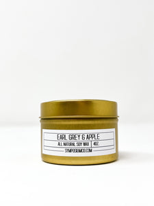 Earl Grey + Apple - 4oz. Gold Tin Soy Candle