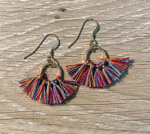 Mini Hoop Tassel Earrings