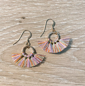 Mini Hoop Tassel Earrings