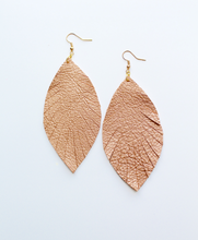 Load image into Gallery viewer, Leather Feather Earrings - Metallic
